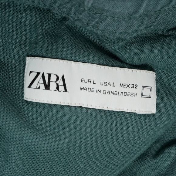 Zara Men's 100% linen shorts green L - Picture 3 of 9